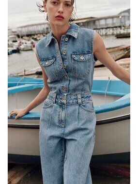 ZARA Z1975 BALLOON LEG DENIM JUMPSUIT